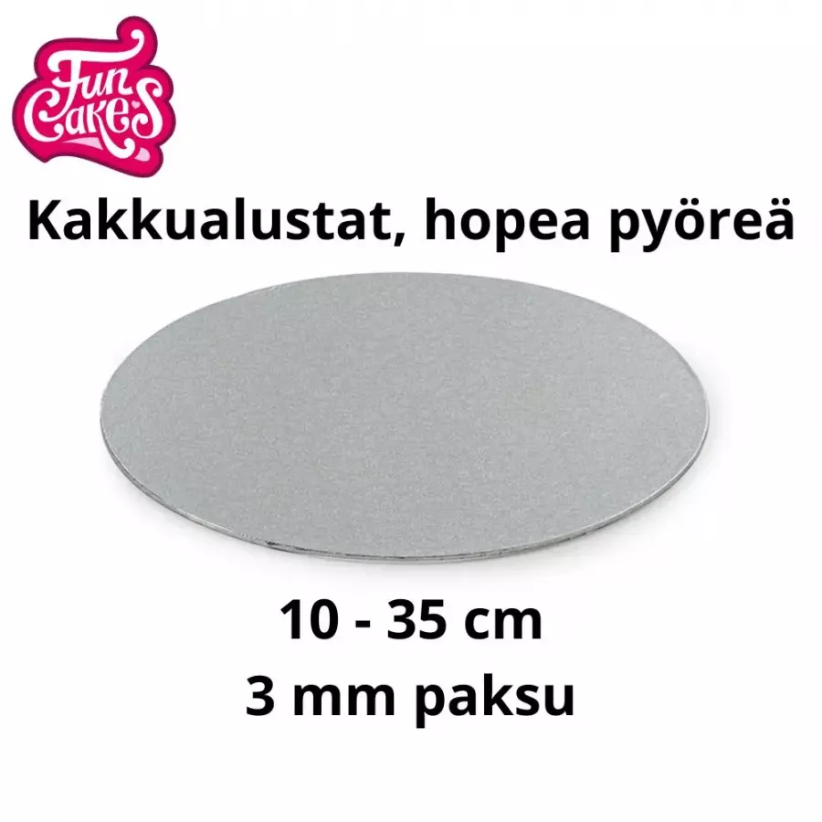 Kakkualusta, hopea pyöreä 3 mm paksu