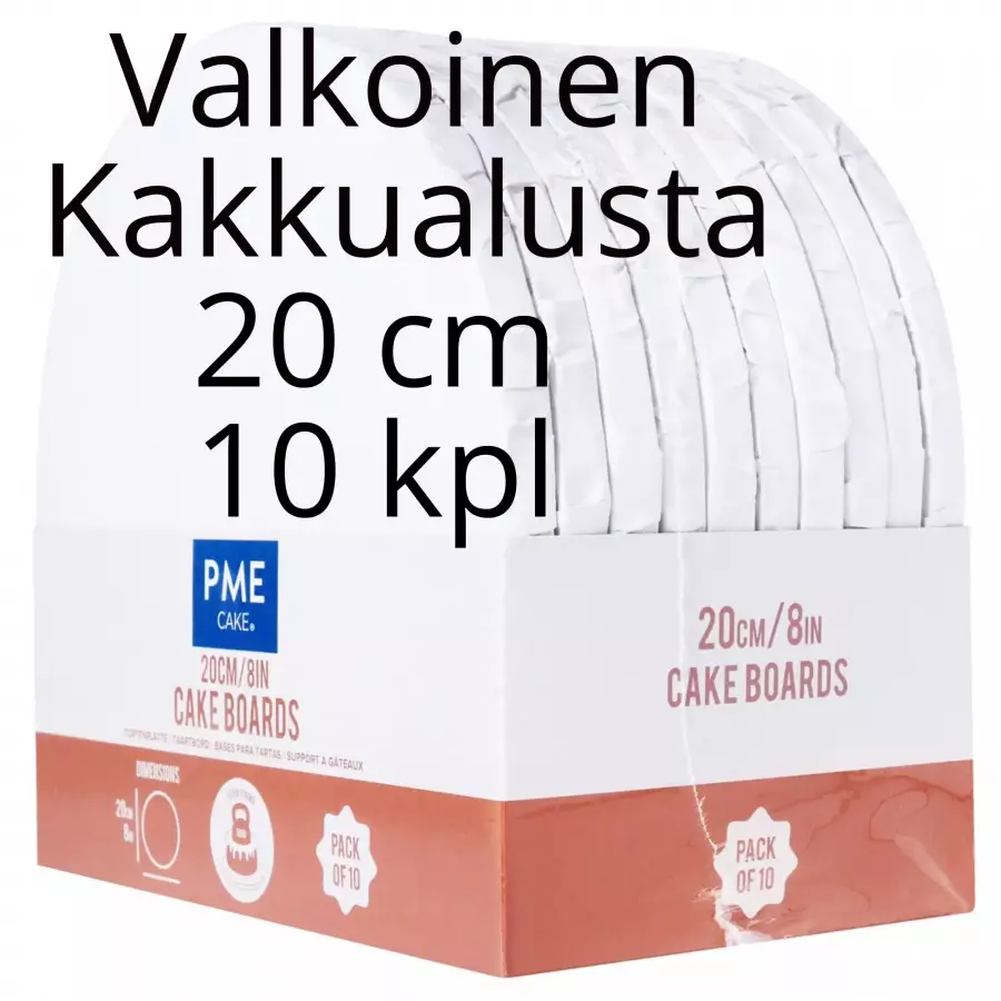 Kakkualusta Valkoinen pyöreä (1,2 cm paksu), 20 cm