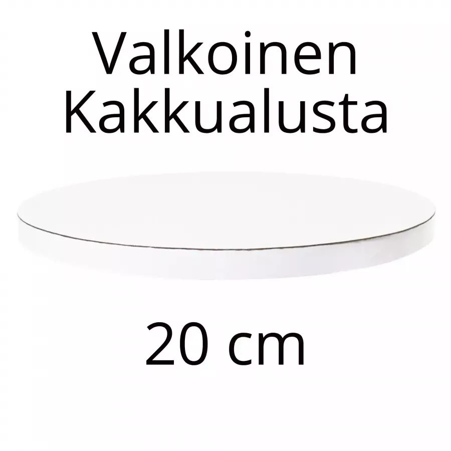 Kakkualusta Valkoinen pyöreä (1,2 cm paksu) -  20 cm  